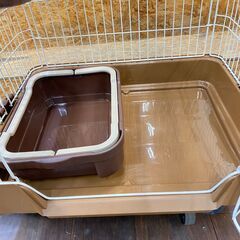 ジ478/  猫ゲージ キャットケージ ペットハウス　2段式 ブラウン 組立必要の画像