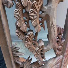 【右側のみ】配達可!! 欄間　松竹 1枚 木彫 彫刻 和室 床の間 らんま 昭和 リフォーム　古民家 アンティーク 建具 木製 インテリアの画像