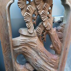 【右側のみ】配達可!! 欄間　松竹 1枚 木彫 彫刻 和室 床の間 らんま 昭和 リフォーム　古民家 アンティーク 建具 木製 インテリアの画像