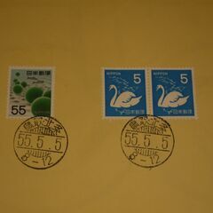 記念スタンプ　昭和55年5月5日　5555　記念切手台紙付きの画像