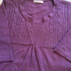 5部袖重ね着プルオーバーニットの画像