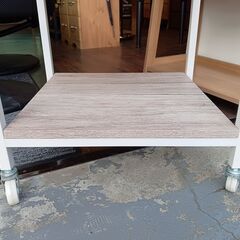 山善　YAMAZEN　レンジラック　キッチンラック　レンジ台　スリム　収納　ホワイト　ナチュラル　サイズ（約）幅48×奥47×高143　　■近隣配送無料 買取GO‼　栄和店の画像