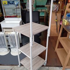 山善　YAMAZEN　レンジラック　キッチンラック　レンジ台　スリム　収納　ホワイト　ナチュラル　サイズ（約）幅48×奥47×高143　　■近隣配送無料 買取GO‼　栄和店の画像