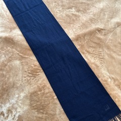 ダンヒルdunhillマフラー ストール ショール スカーフnavy ネイビー紺色系 darkblue ダークブルー青色系無地ロゴカシミヤ100%カシミア100%スコットランド製メンズmen’s男性用紳士の画像