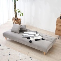  【美品】グレー
ソファベッド／2〜3人掛け✨折りたたみリクライニング付きの画像