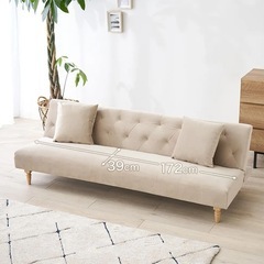  【美品】グレー
ソファベッド／2〜3人掛け✨折りたたみリクライニング付きの画像