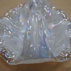 [1703]クラタクラフトグラス ガラス 菓子入れ 食器　ホワイトパールの画像