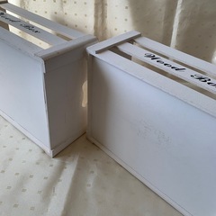 ウッドボックス　収納　整理　木箱　白　2個の画像