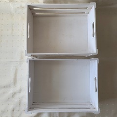 ウッドボックス　収納　整理　木箱　白　2個の画像