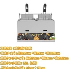 ガスフライヤー 22L業務用大型タイプガスフライヤー フライドポテト機 LPガスの画像