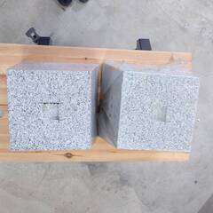 沓石 束石 柱石 白御影石 2個セット 現状品の画像