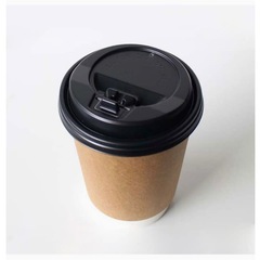 【プラカップ・紙コップ】テイクアウト 使い捨てカップ 断熱クラフト二重カップ 12オンス （100個）+開閉蓋セットの画像