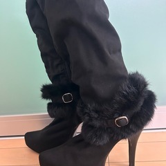 【PARAN】ロングブーツ（ファー付き）スエード素材 Lの画像