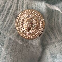 水色　 Mサイズ　ファー風　シャギーラウンドネックカーディガンの画像