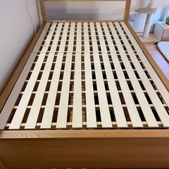 【無印良品】木製ベッド・オーク材・セミダブル、ベッド下収納・２個セットの画像