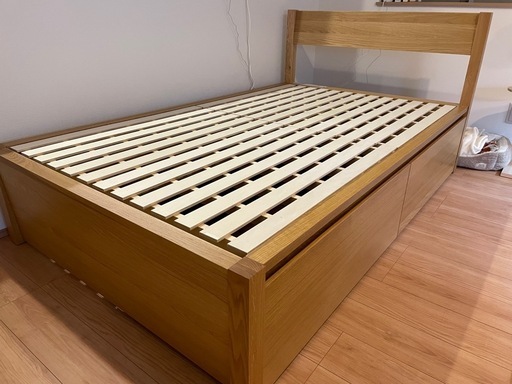 【無印良品】木製ベッド・オーク材・セミダブル、ベッド下収納・２個セット
