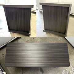 朝日木材加工 キャスター付きテレビ台 幅74×奥29×高37.5cm AS-EE740 アッシュグレー×ウォールナット TVボード☆札幌市 白石店 の画像