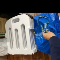 破損・汚れあり　大阪熊　ベビーサークル　200×180 ホワイト×グレーの画像