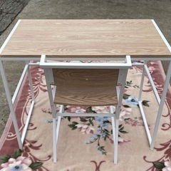 【リサイクルサービス八光】幅90㎝　株式会社もしも　ナチュラル木目調＆ホワイト　デスクセットの画像