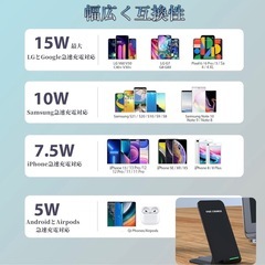 SK-CinDa ワイヤレス充電器 （非 磁気） 折り畳み式 ブラックの画像