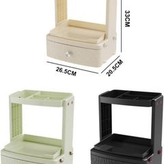 化粧品収納ボックス 大容量 引き出し コスメ収納 浴室 化粧台　ブラック　3段の画像