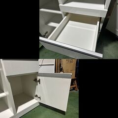 札幌限定配送/お引き取り可◆家具◆ニトリ◆キッチンカウンター/食器棚◆レジュームLE 90 WH◆W90 D50.5 H110.5の画像