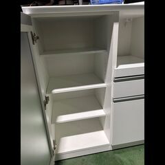 札幌限定配送/お引き取り可◆家具◆ニトリ◆キッチンカウンター/食器棚◆レジュームLE 90 WH◆W90 D50.5 H110.5の画像
