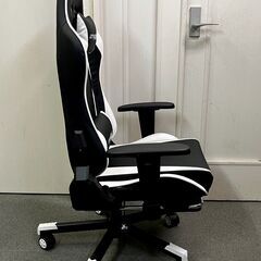 【・税込み】美品 GTRacing GTレーシング ゲーミングチェア デスクチェア ブラック×ホワイト【PayPay使えます】の画像