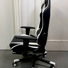 【・税込み】美品 GTRacing GTレーシング ゲーミングチェア デスクチェア ブラック×ホワイト【PayPay使えます】の画像