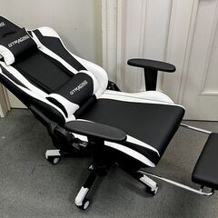 【・税込み】美品 GTRacing GTレーシング ゲーミングチェア デスクチェア ブラック×ホワイト【PayPay使えます】の画像