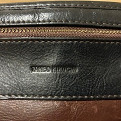 TAKEO KIKUCHI ブラウンレザー ビジネスバッグの画像
