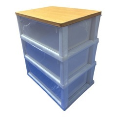 木目調天板チェスト 3段(FD-W3D ライトブラウン)の画像