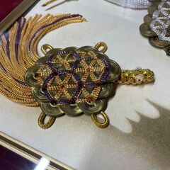 【リユースショップスパークル】5円玉アート　No.113　額　オブジェ　インテリア　縁起物　鶴亀　配送可能♪の画像