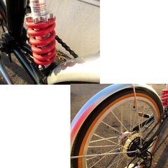 ecciti 折りたたみ自転車 6段変速 20インチ グリーン系 サスペンション付き エチッティ 苫小牧西店 の画像