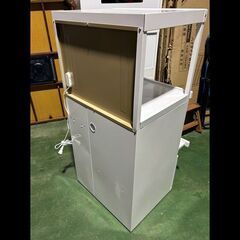 札幌限定配送/お引き取り可◆家具◆ニトリ×エムケー精工◆米びつ付きレンジ台/2口コンセント付き/スチール◆SK-11757◆W57 D46 H117の画像