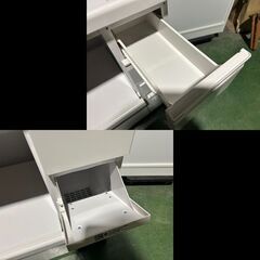 札幌限定配送/お引き取り可◆家具◆ニトリ×エムケー精工◆米びつ付きレンジ台/2口コンセント付き/スチール◆SK-11757◆W57 D46 H117の画像