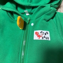 恐竜モチーフ フード付きロンパース90の画像