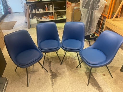 ダイニングチェア　4脚セット　ブルー　QUON JAM