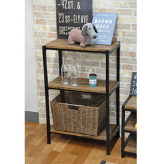 ▲三段ラック ブラウン　ヴィンテージ風の画像