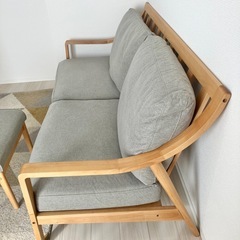 3人掛け布張りソファ(アルナス2KD DR-BE)アルダー　ニトリ　北欧の画像