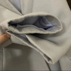 ③古着　ナチュラルクチュール　チェスターコート　ロングコート　サックス　ブルー　アウターの画像