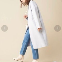 ③古着　ナチュラルクチュール　チェスターコート　ロングコート　サックス　ブルー　アウターの画像