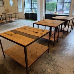 アイアンテーブル・天板アンティーク木材【正方形大】の画像