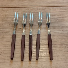 Federal Glassware（フェデラル グラスウェア） ガラス皿5枚＆フォーク5本セット アメリカ製の画像