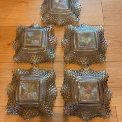 Federal Glassware（フェデラル グラスウェア） ガラス皿5枚＆フォーク5本セット アメリカ製の画像