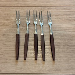 Federal Glassware（フェデラル グラスウェア） ガラス皿5枚＆フォーク5本セット アメリカ製の画像