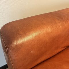 二人掛け　電動リクライニングハイバック本革ソファ　明るい茶色の本革張りの画像