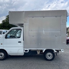 【即納可！】中古 軽キッチンカー |車検、什器付(冷凍冷蔵コールドテーブル、ストッカー、シンク、棚など)の画像