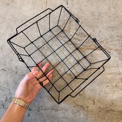 鉄製バスケットブラック小【5個セット】の画像