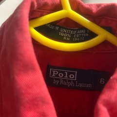 古着　《Ralph Lauren 》　キッズ服　6T  赤　シャツ　長袖シャツの画像